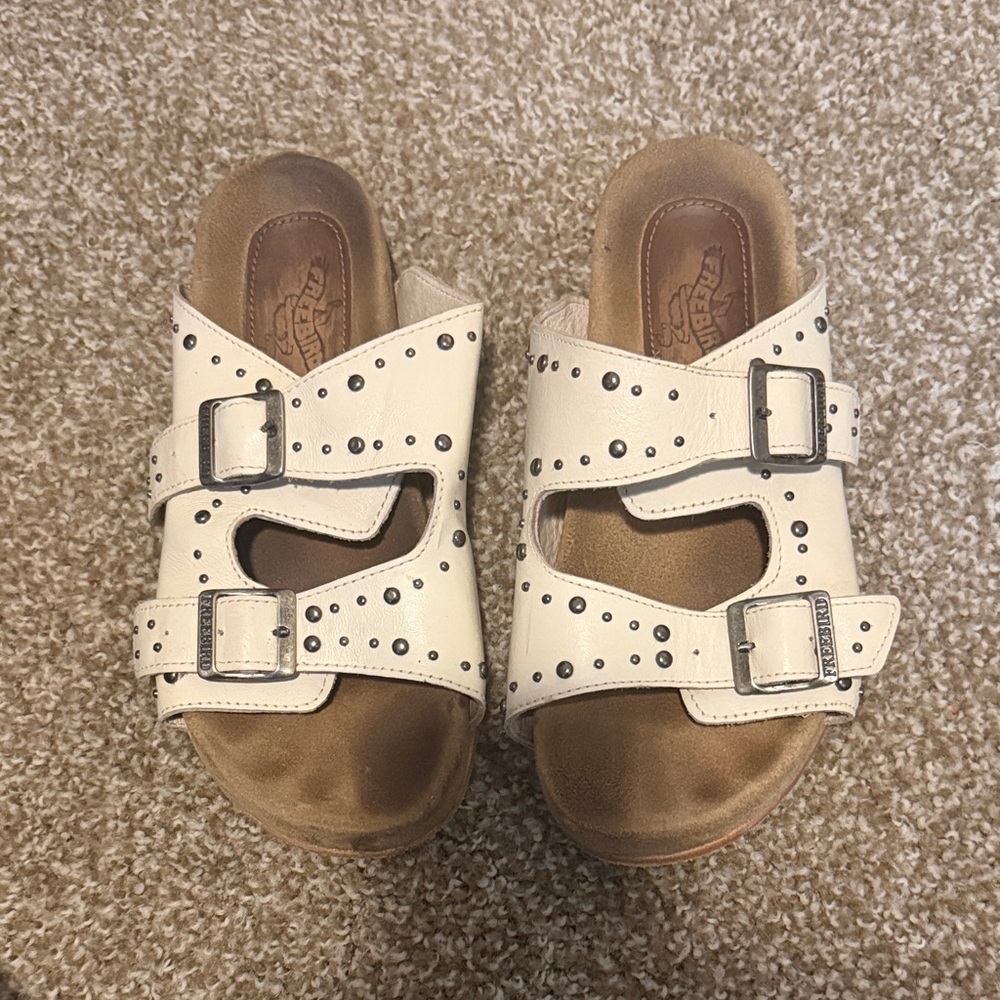 Freebird by Steven White Studded Double-Buckle Sandals